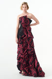 Draped Fil-Coupe Taffeta Gown