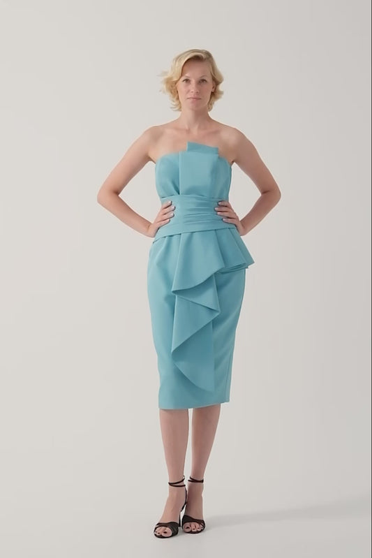 Strapless Ruffled Cocktail Dress