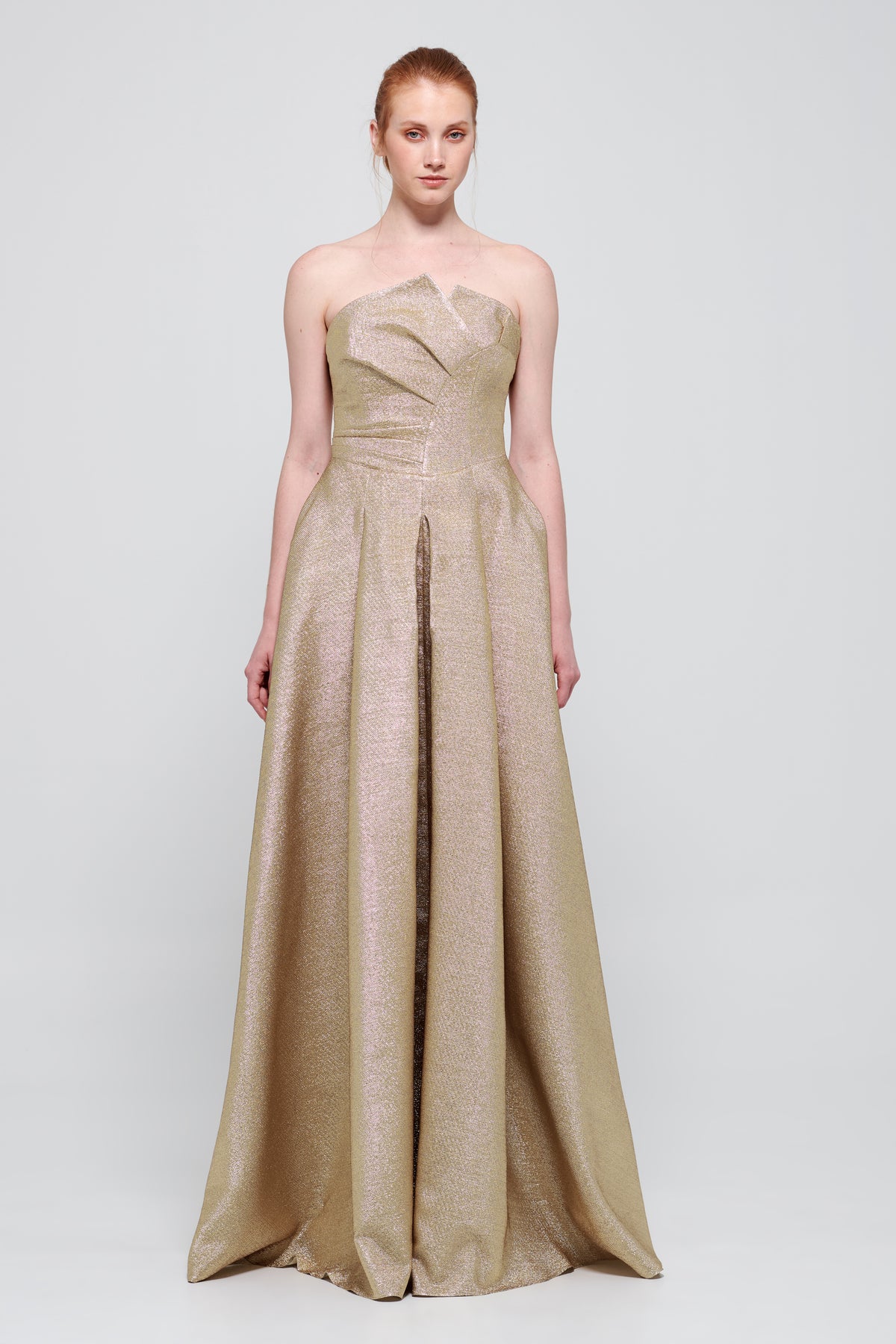 Strapless Long Gold Dress