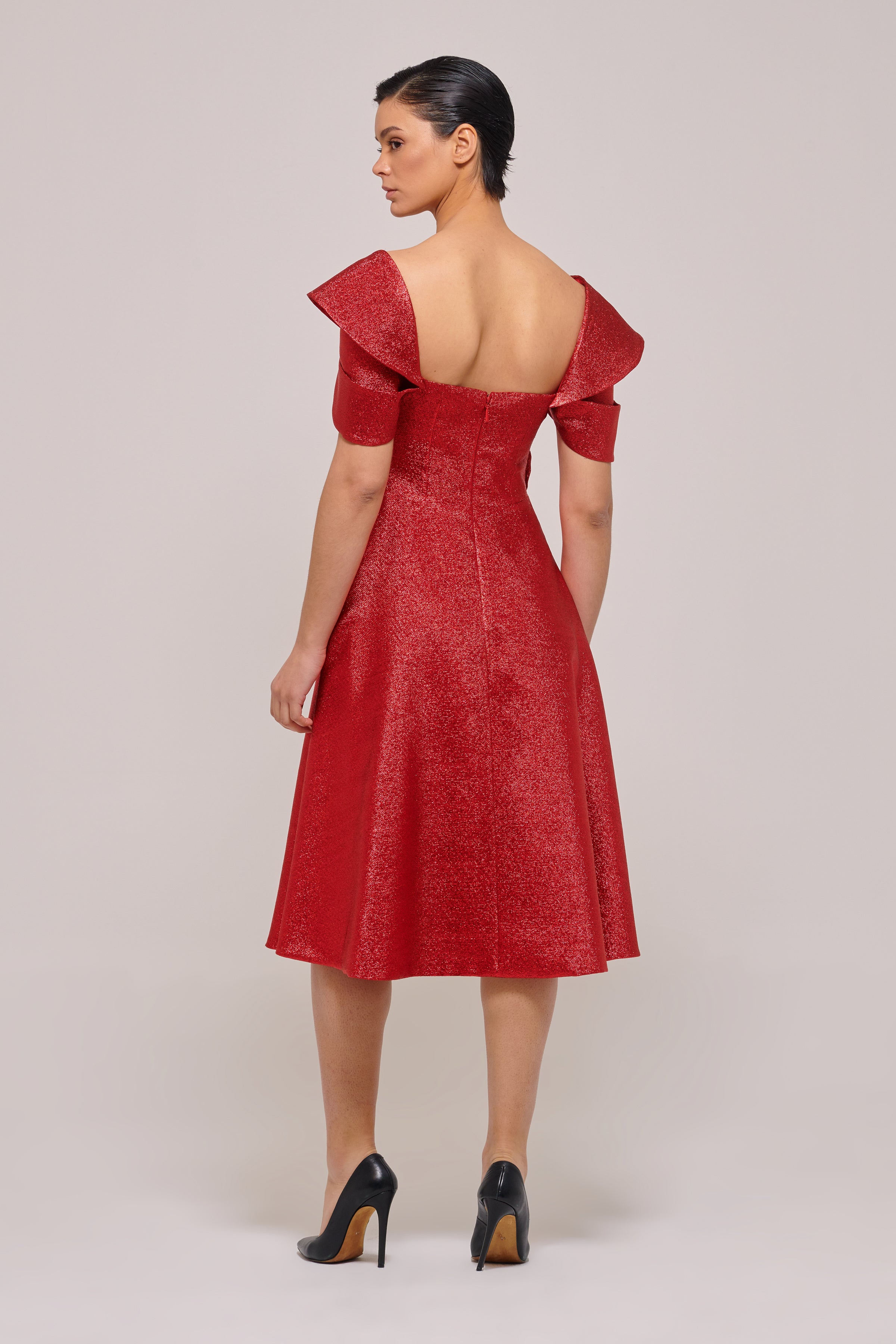 Short Sleeve Red Midi Dress – John Paul Ataker