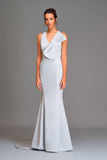 V-neck, bow-detail mermaid gown - John Paul Ataker