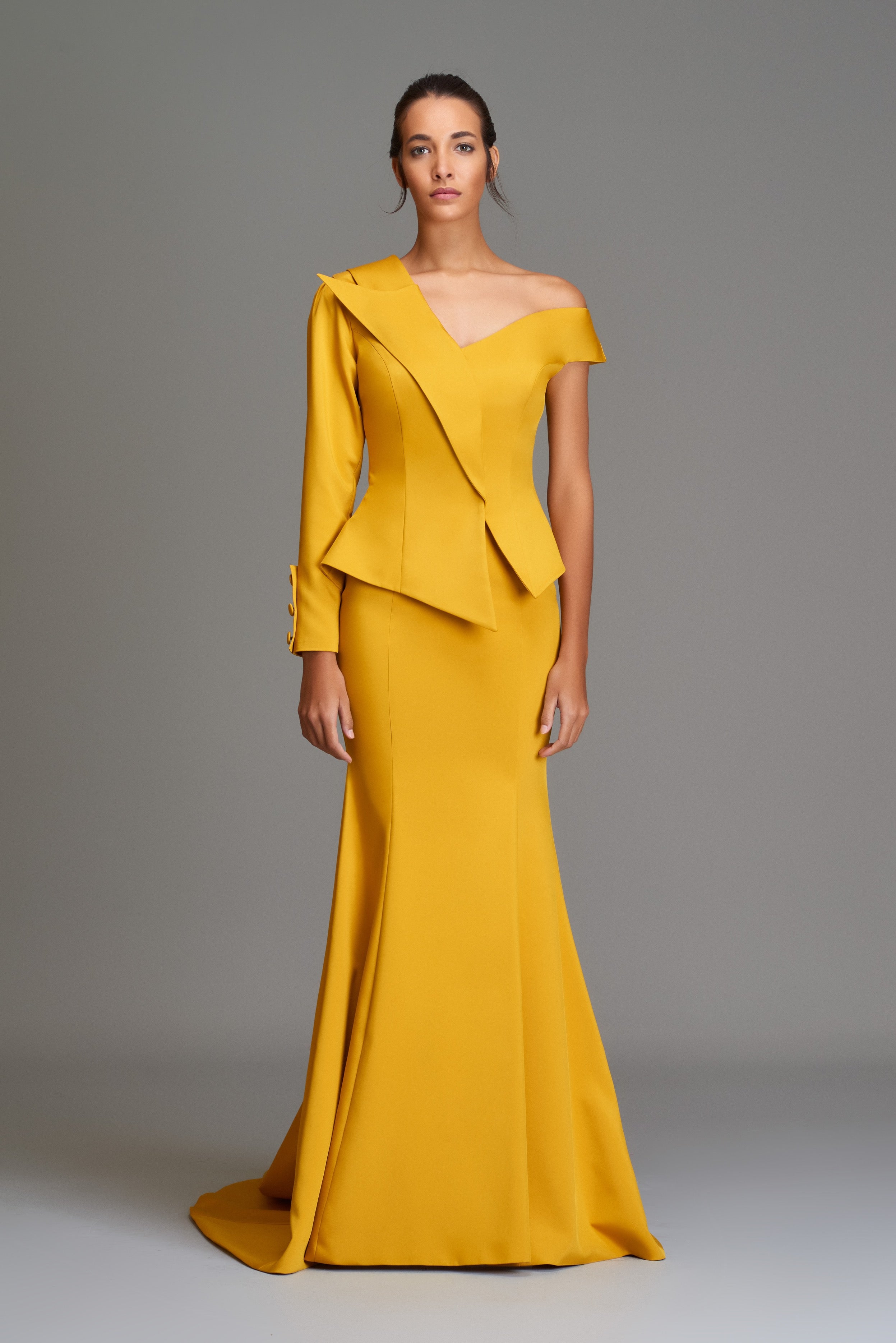 Structured Asymmetrical One-Sleeve Gown – John Paul Ataker